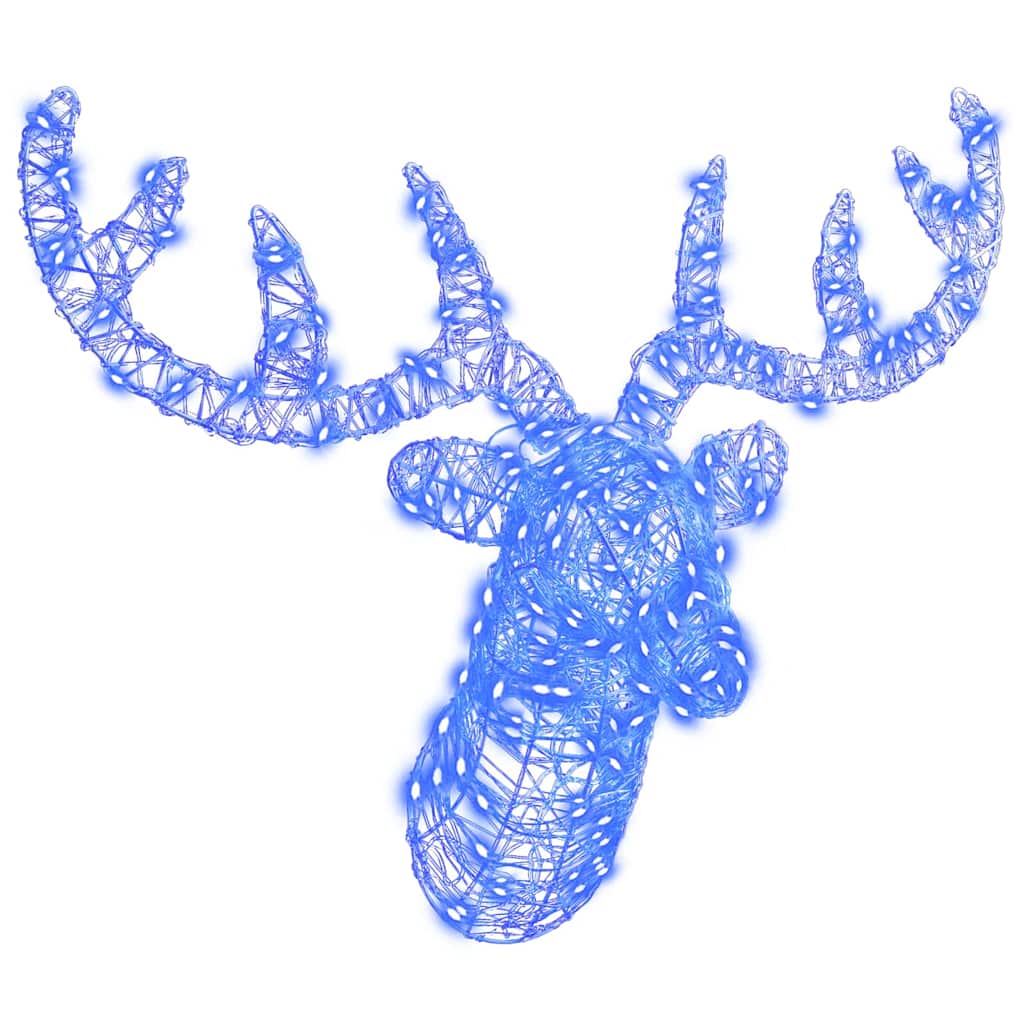 Reindeer Head with 140 LEDs Blue 60 cm Acrylic